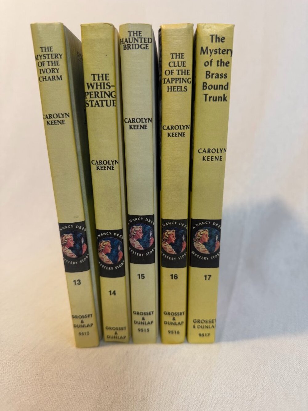 Vintage Nancy Drew Yellow Spine Lot Grosset Dunlap 1970s Hardcover Set (#13-#17)